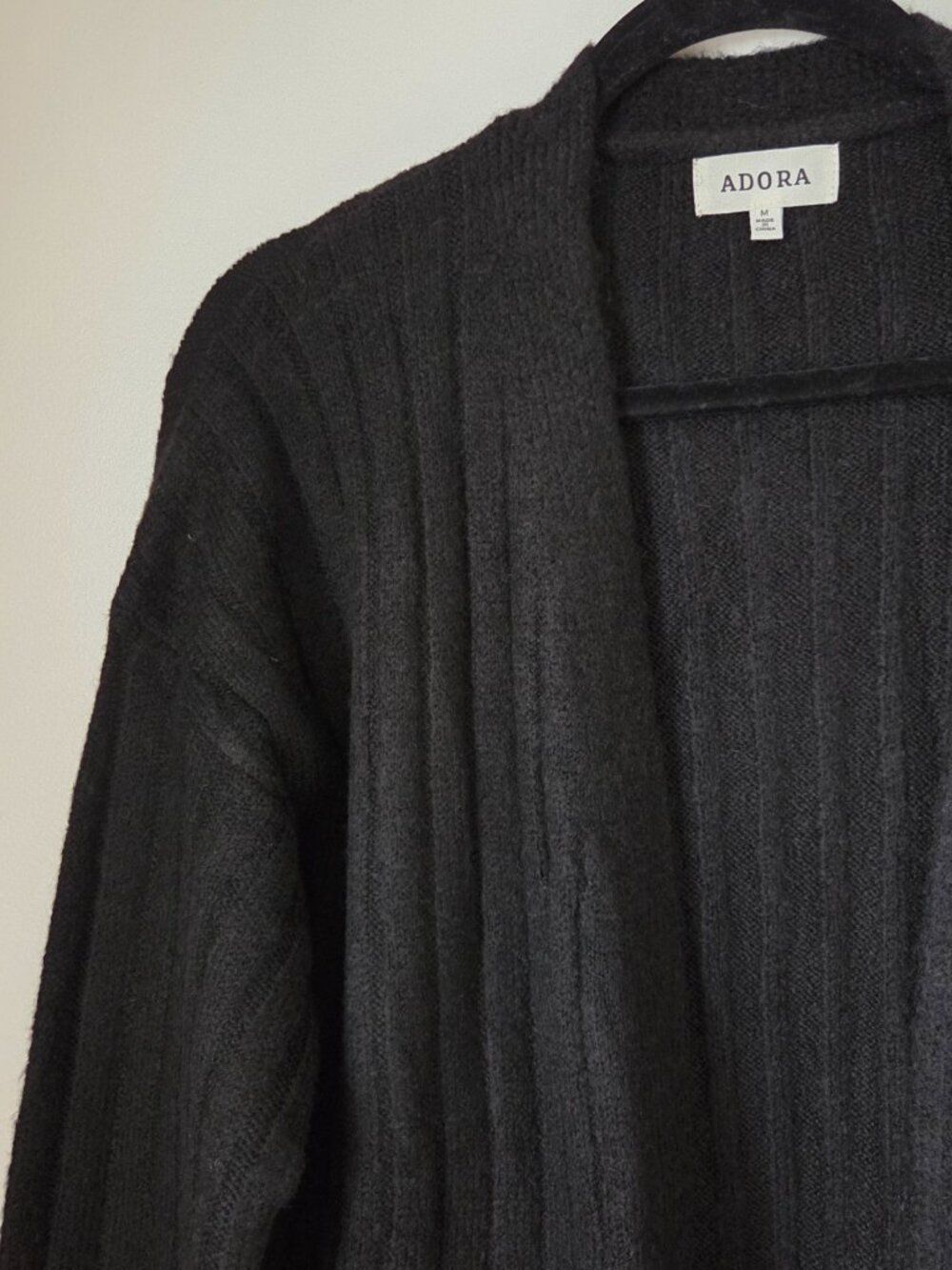 EUC LIKE NEW ADORA BLACK RIBBED SOFT OPEN LONG CARDIGAN SIZE M - Picture 7 of 16